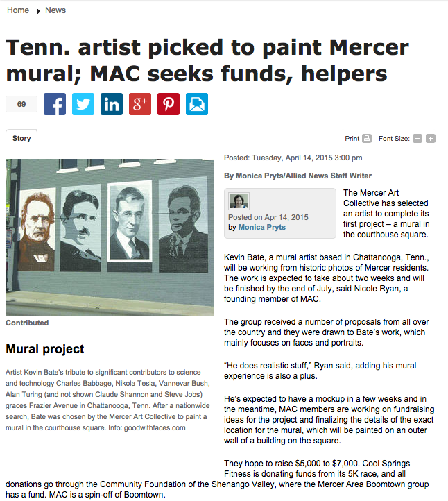 Tenn Artist Kevin Bate Picked to Paint Mercer Mural