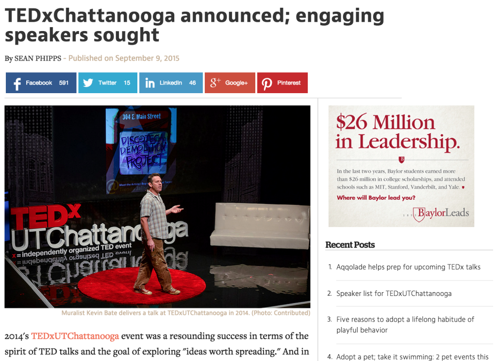 TEDxChattanooga announced; engaging speakers sought