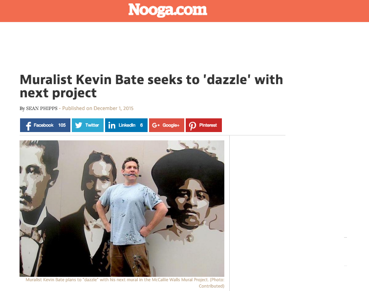 Muralist Kevin Bate seeks to 'dazzle' with next project - Nooga.com, December 2015